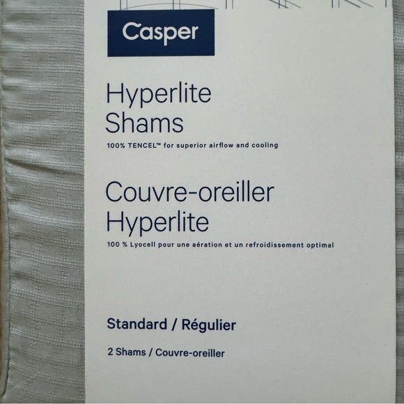 Casper Hyperlite Shams Tencel Cooling Standard Shams Pillowcases Light Blue Gray - Picture 6 of 6
